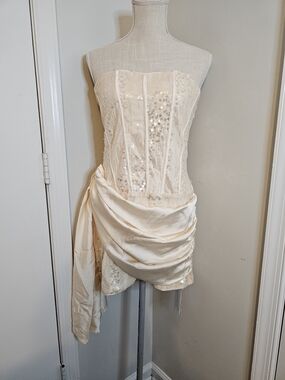 CIDER Strapless Champagne Cocktail Mini Dress